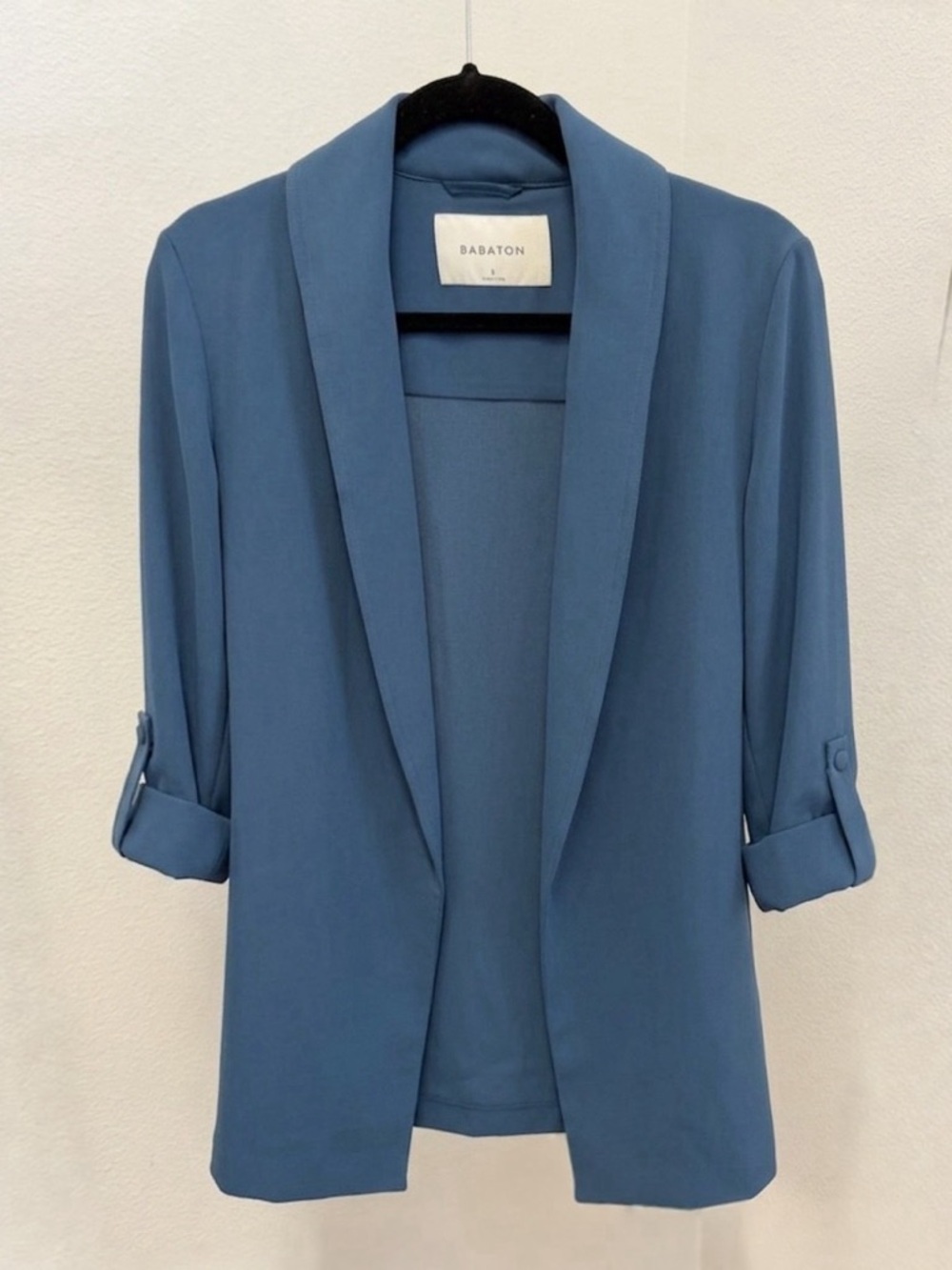 Aritzia Babaton Kahlo Mid-Length Belted Blazer Jacket Blue Teal NWT Size S - Picture 3 of 15